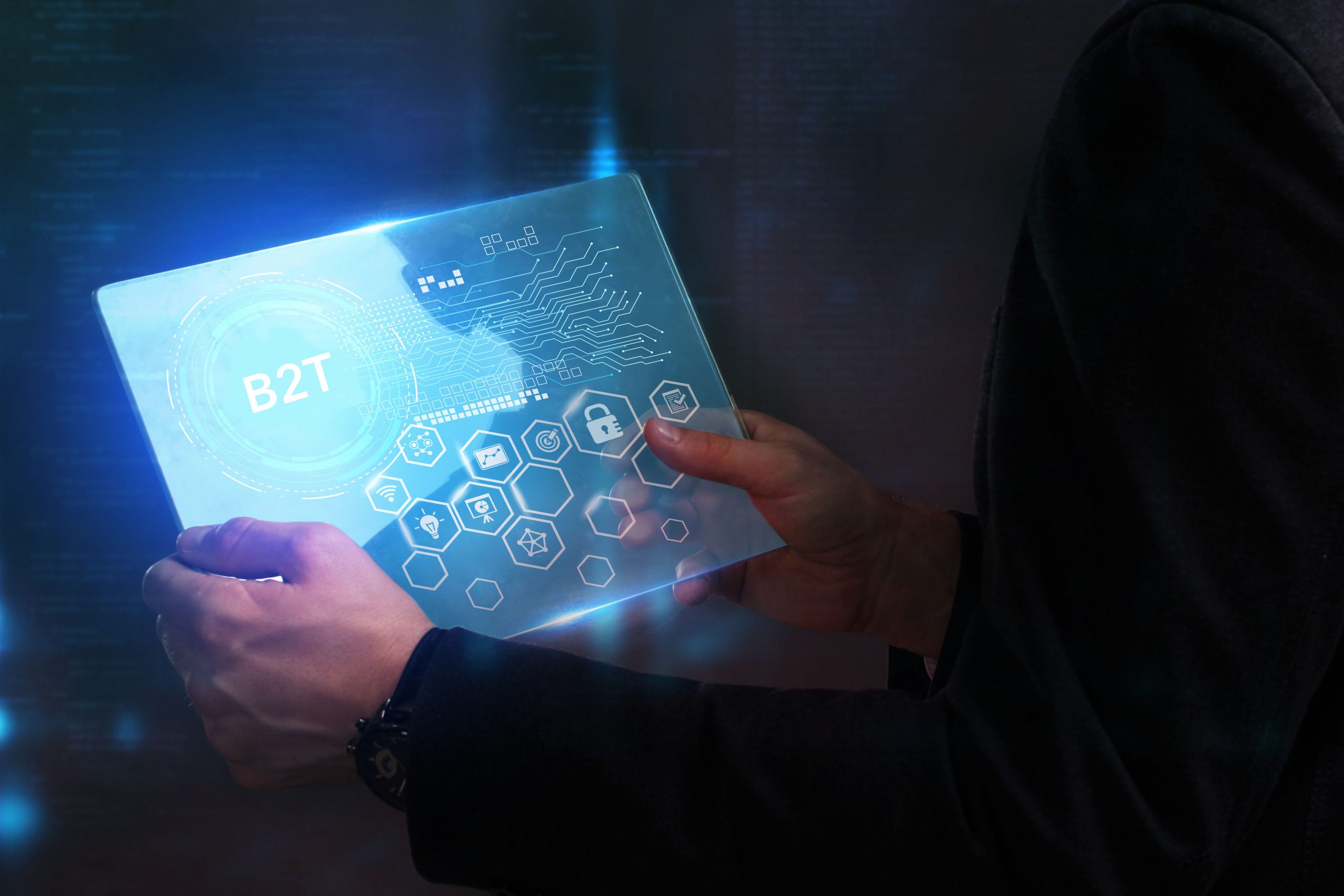 Business, Technology, Internet and network concept. Young busine
